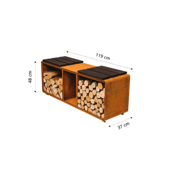 GrillSymbol Cortenstål vedstativ Enzo Rack-L