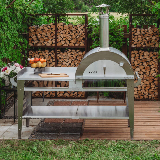 GrillSymbol pizzaovn med stort bord Pizzo-XL-sett-inox