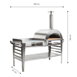 GrillSymbol pizzaovn med stort bord Pizzo-XL-sett-inox