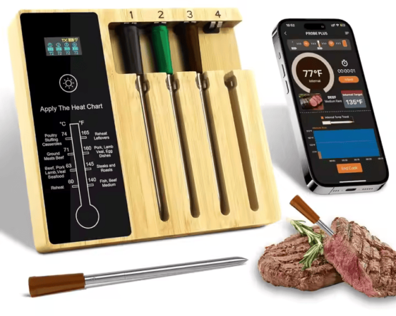 GrillSymbol Smart trådløst kjøtttermometer, med 4 sonder